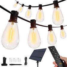 100FT Solar String Lights with Remote, 35 Edison Bulbs, Waterproof  Dimmable