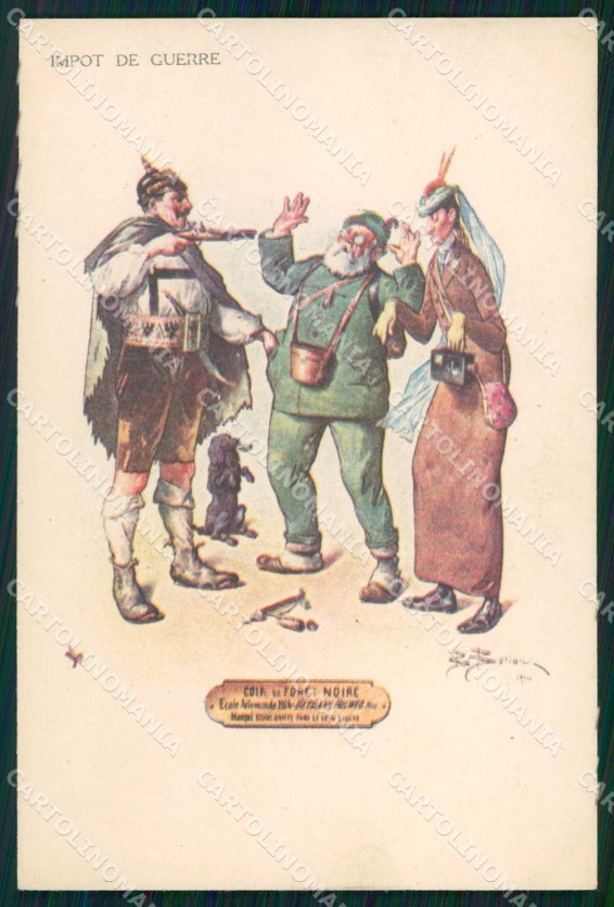 WWI WW1 Propaganda Francese Anti Tedesco Bernardo Luigi Borione Cartolina XF9132