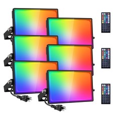RGB LED Flood Light 6 Pack 70W Color Changing IP66 Remote Onforu Outdoor 2700K