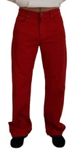 Dolce & Gabbana Chic Red Cotton Denim Men's Pants Authentic
