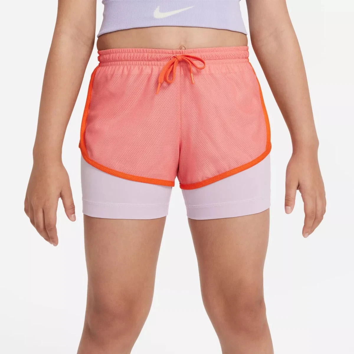 NIKE Pink Salt DRI-FIT TEMPO 2-IN-1 TRAINING/RUNNING SHORTS BIG KIDS/GIRLS  L NEW