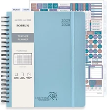 POPRUN Teacher Planner 2025-2026, (Letter Size - 8.5'' x 11'') Academic Lesson P