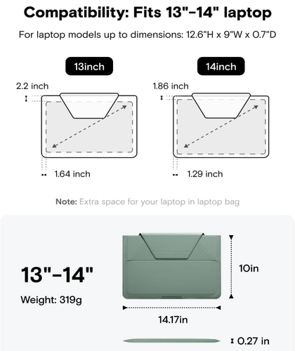 MOFT Laptop Lightweight Travel Designed Carry Sleeve And Stand 13-14'' - Seafoam - 第 5/5 張圖片