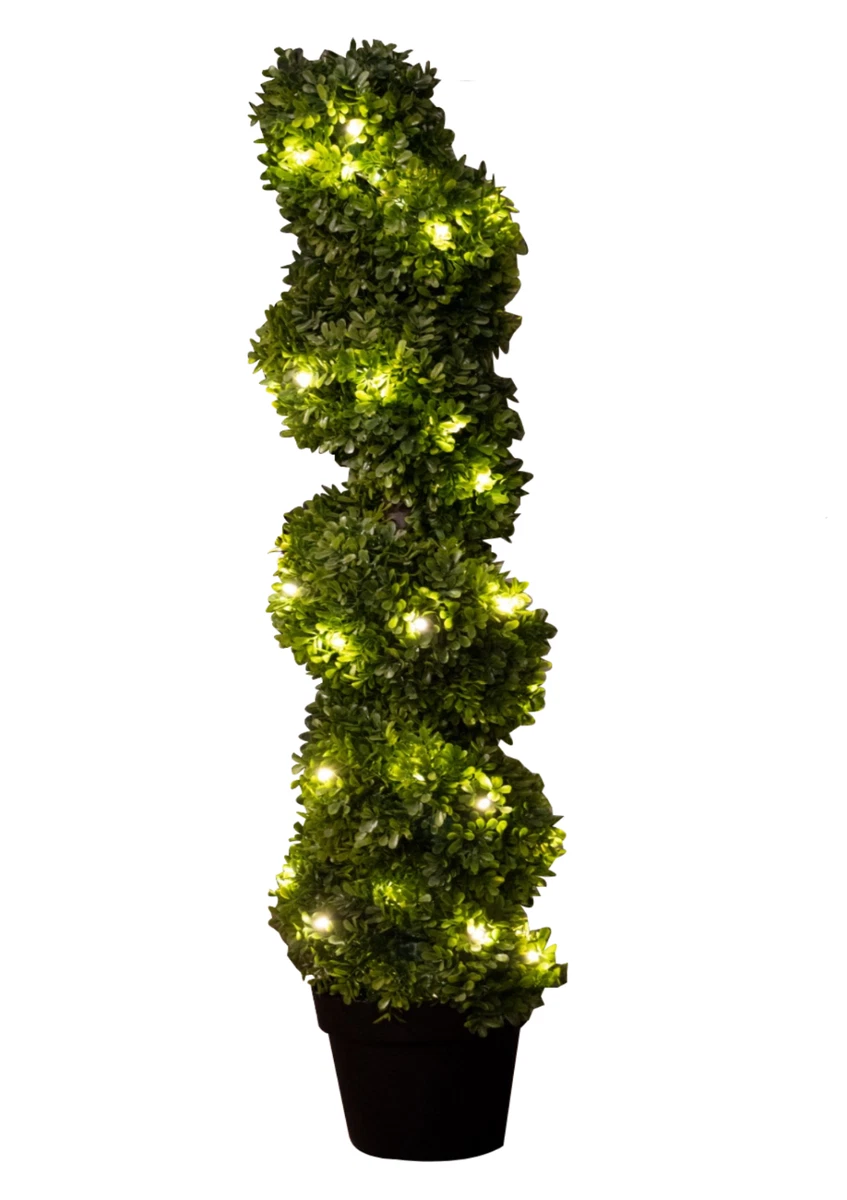 Artificial Spiral Topiary Tree Fake Plant Outdoor Garden Solar Powered Lighting