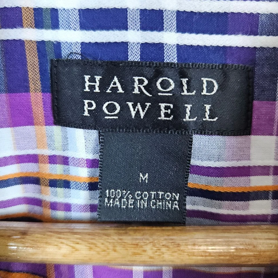Camisa Harold Powell para hombre con botones talla M multicolor a cuadros 100 % algodón preppy Foto 3 de 4