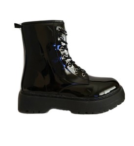 shiny lace up boots