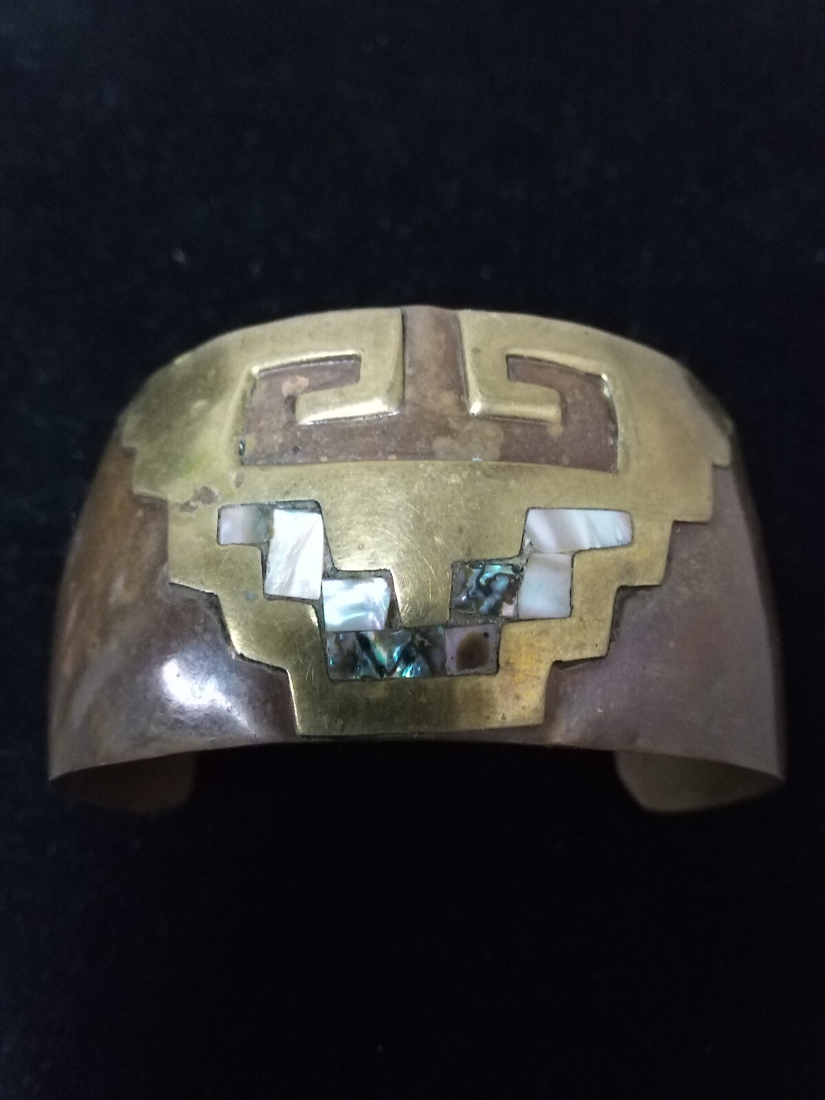 Big Solid Copper Open Cuff With Some Brass Art An… - image 10