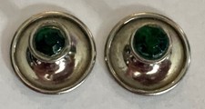 PAIR OF TUXEDO BUTTON STUDS, FAUX BLACK STONE ON SILVER TONE METAL