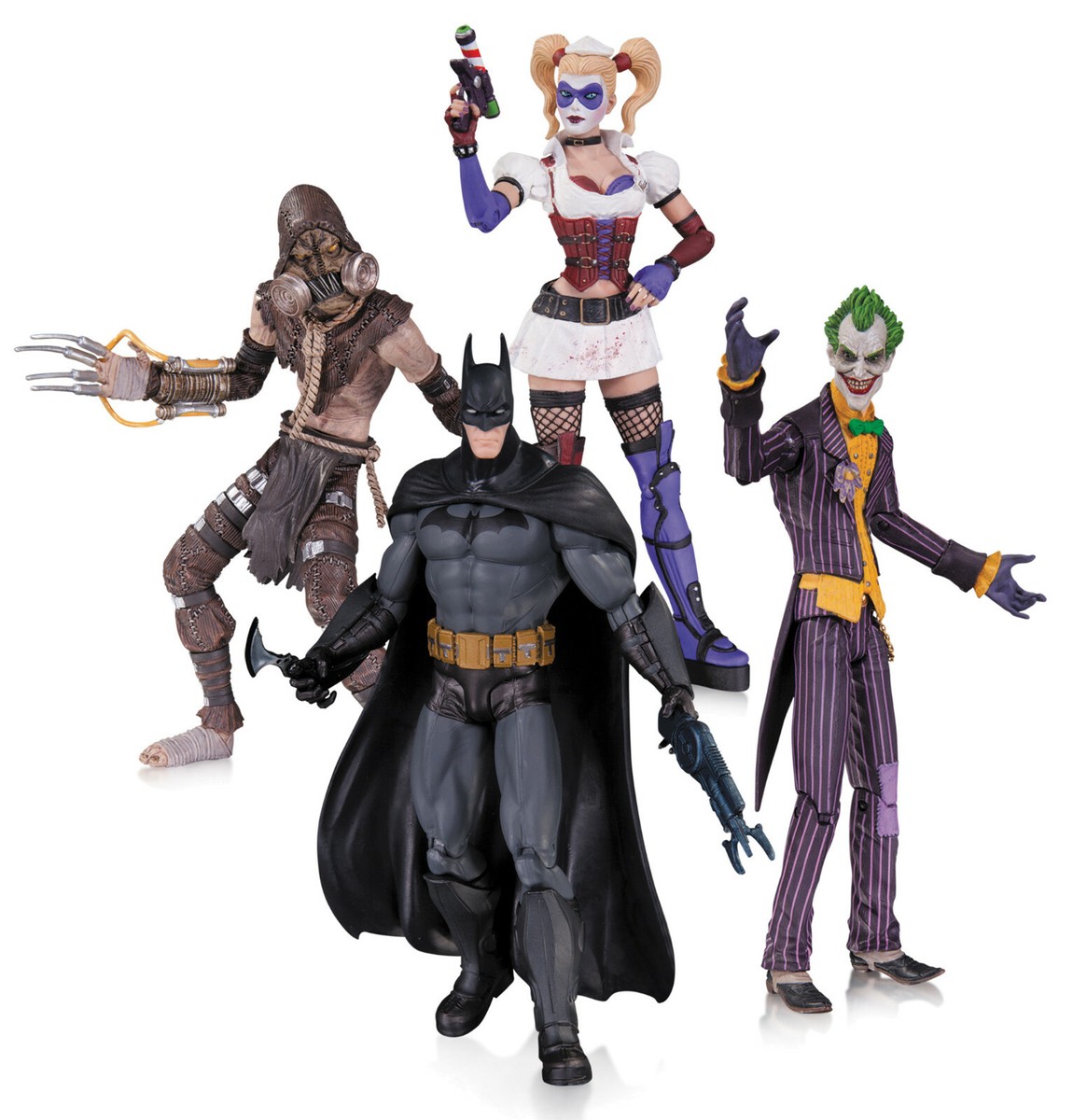 Arkham Asylum Joker Harley Quinn Batman Scarecrow 4-Pack