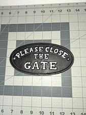 Please Close The Gate Black Cast Iron Sign Plaque Door Wall House Gate Garden