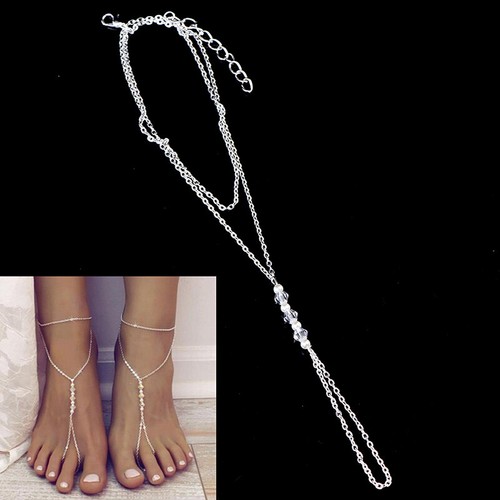 Pearl Anklet Bracelet Beach Imitation Pearl Barefoot Sandal Anklet Chain -#b - Picture 9 of 11