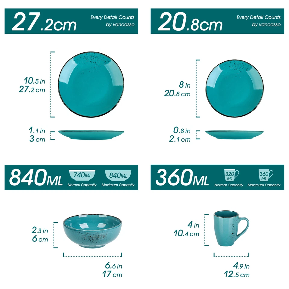 vancasso NAVIA 16-Piece Dinnerware Set Stoneware Plate Tableware Service for 4  - Image 2 of 4