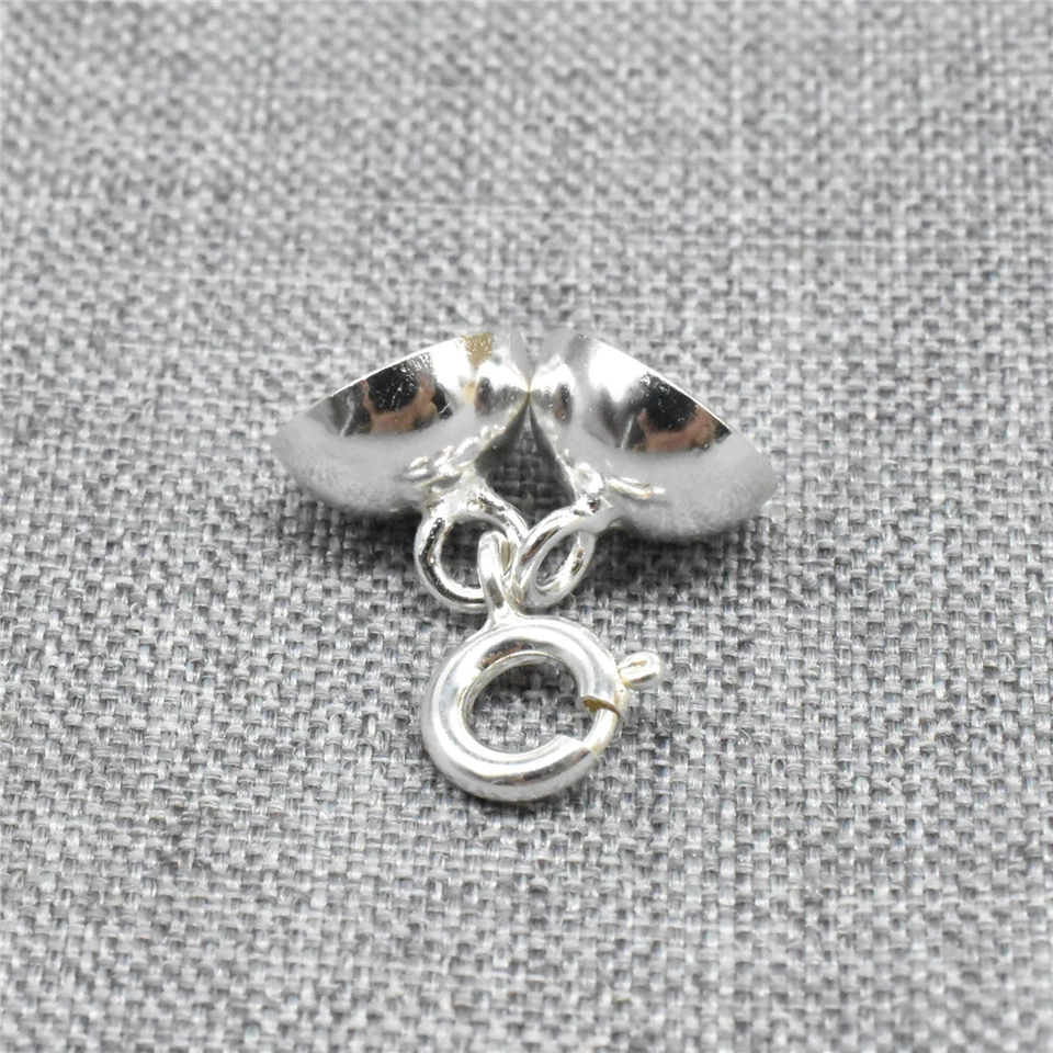 925 Sterling Silver Round Ball Magnetic Clasp w/ Spring Ring Clasp for Necklace - Image 4 of 4