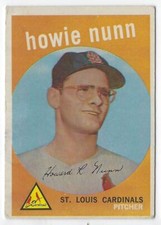1959 Topps Howie Nunn _ RC St. Louis Cardinals #549