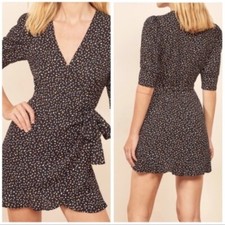 REFORMATION Deanna real wrapped Dress polka Dot womens size XS