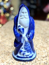 Eldreth Pottery Blue Salt Glazed 1999 Christmas Santa 10" tall Excellent Con.