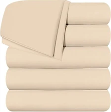 Bed Sheet Pack of 6 Flat Sheets Brushed Microfiber Hotel Quality Utopia Bedding