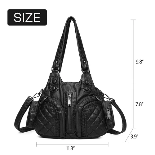 Damen Vintage PU Leder Handtaschen Schulter Geldbörsen Beuteltasche Tasche mit Schultergurt - Bild 8 von 24