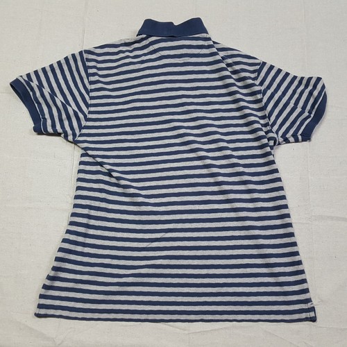 Chaps Ralph Lauren Polo Shirt Mens Large Blue Gray Striped Short Sleeve Golf - Picture 9 of 10