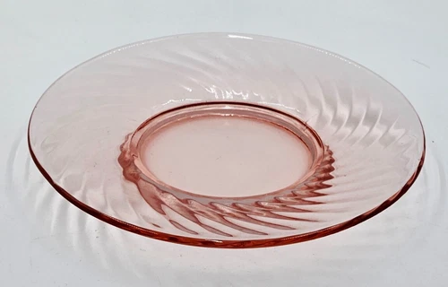 Depression Glass Pink Bread n Butter Plates Set of Seven Spiral Anchor Hocking