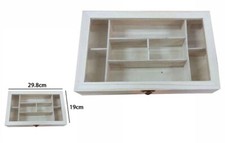 Scatola Portagioie Legno Bacheca 8 Posti Scomparti Vetrina Decoupage 53451a dfh