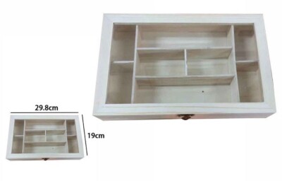 Schmuckkästchen Holz Pinnwand 8 Plätze Fächer Vitrine Decoupage 53451a dfh