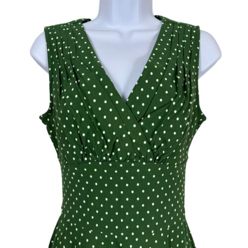 Unique Vintage Dress Women Small 4 Green White Polka Dot 1950s Pinup Retro - Picture 2 of 11