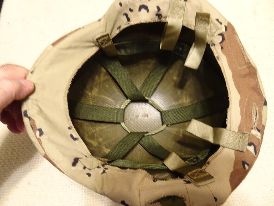 US Army USMC PASGT Chocolate Chip Desert Storm Gulf War Helmet w Cover