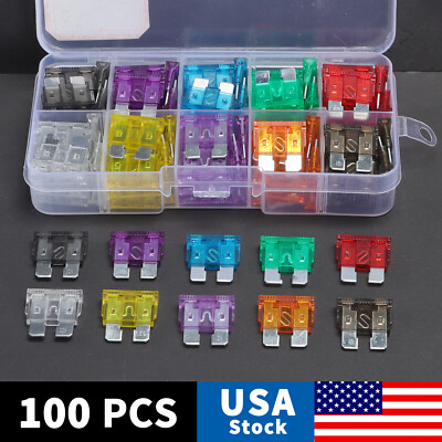 100pcs Car Automotive Medium Standard Fuses Auto Blade Fuse Assortment Kit APM