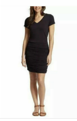 #ad JESSICA SIMPSON SHORT SLEEVE BELOW KNEE PLEATED SIDES DRESS BLACK XL NWT $11.02