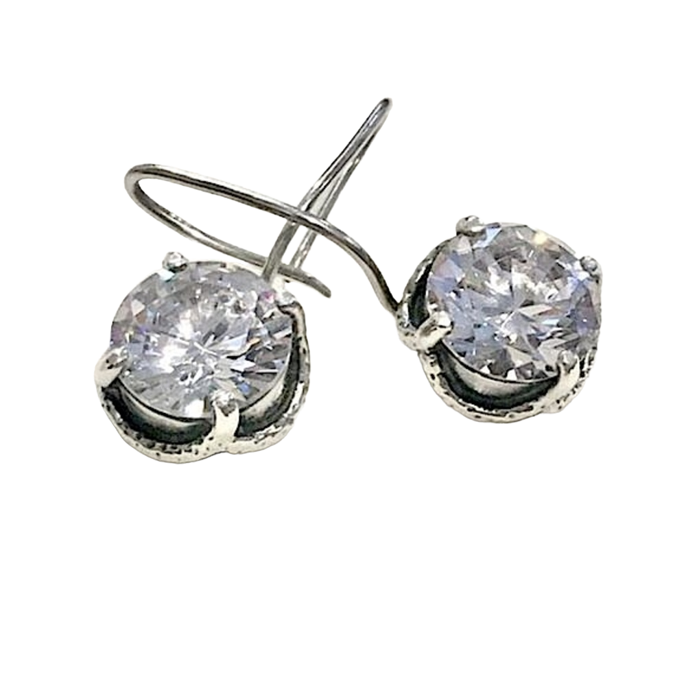 SILPADA Sterling Silver Faceted Round Cut Cubic Zirconia Center Stage