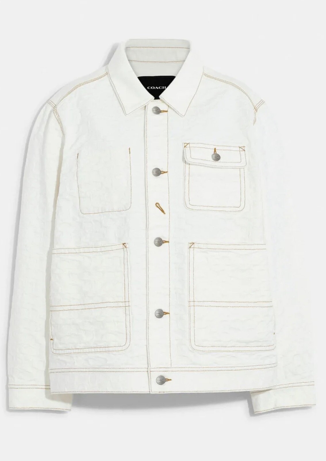 Cuff Closure Jacket COACH Denim Jacket Signature C9907 White Button Closure & Cuffs Men’s ...