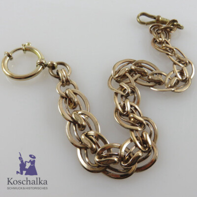 Antike Taschenuhr Kette, um 1920, Vergoldet (10963EB)