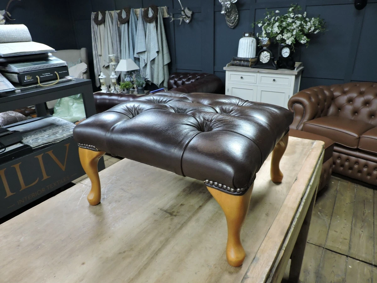 Chesterfield shop footstool green