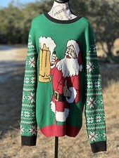 Ugly Christmas Sweater Santa with Beer Size XL