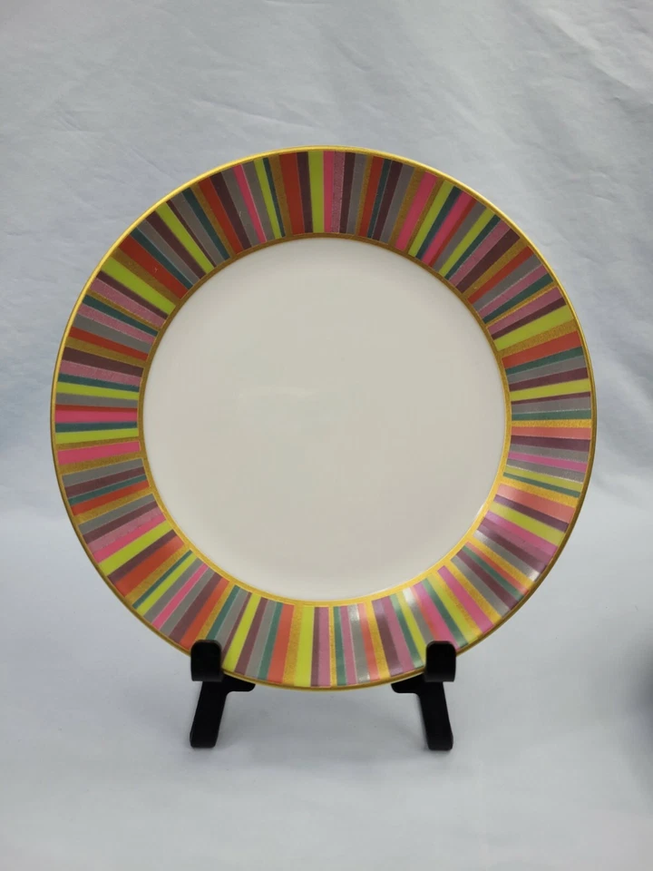 Pottery Barn Set/8 "Stripe" Salad Plates Multicolor Plates Colorful       13 - Image 2 of 4