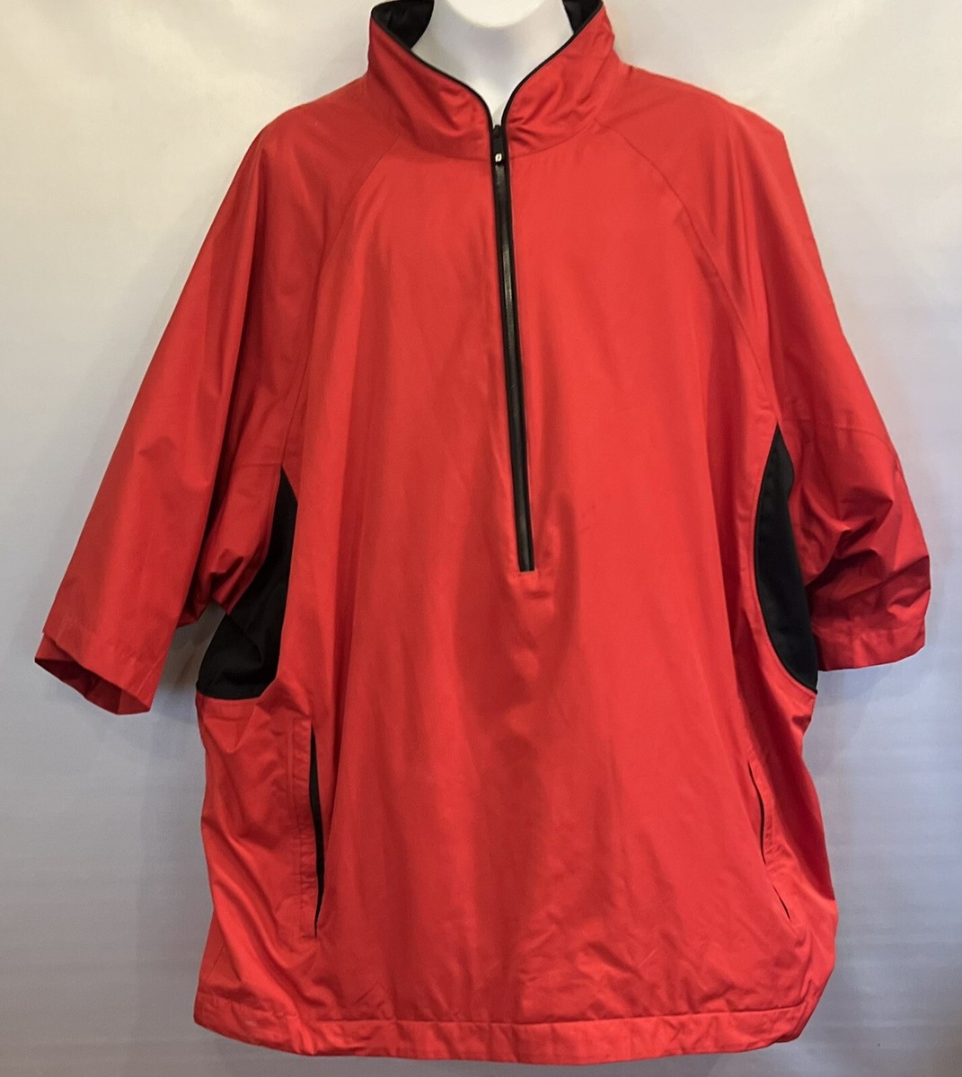 Veste De Pluie FootJoy Dryjoys Homme – Grise, Motif Pied-de-poule, 1/2 Zip, Taille XL
