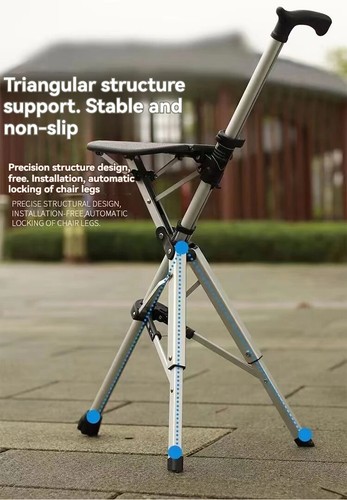 Cane Stool with Stool Crutch Folding Portable Seat Chair Cane Cane Walking Stick - Picture 12 of 26