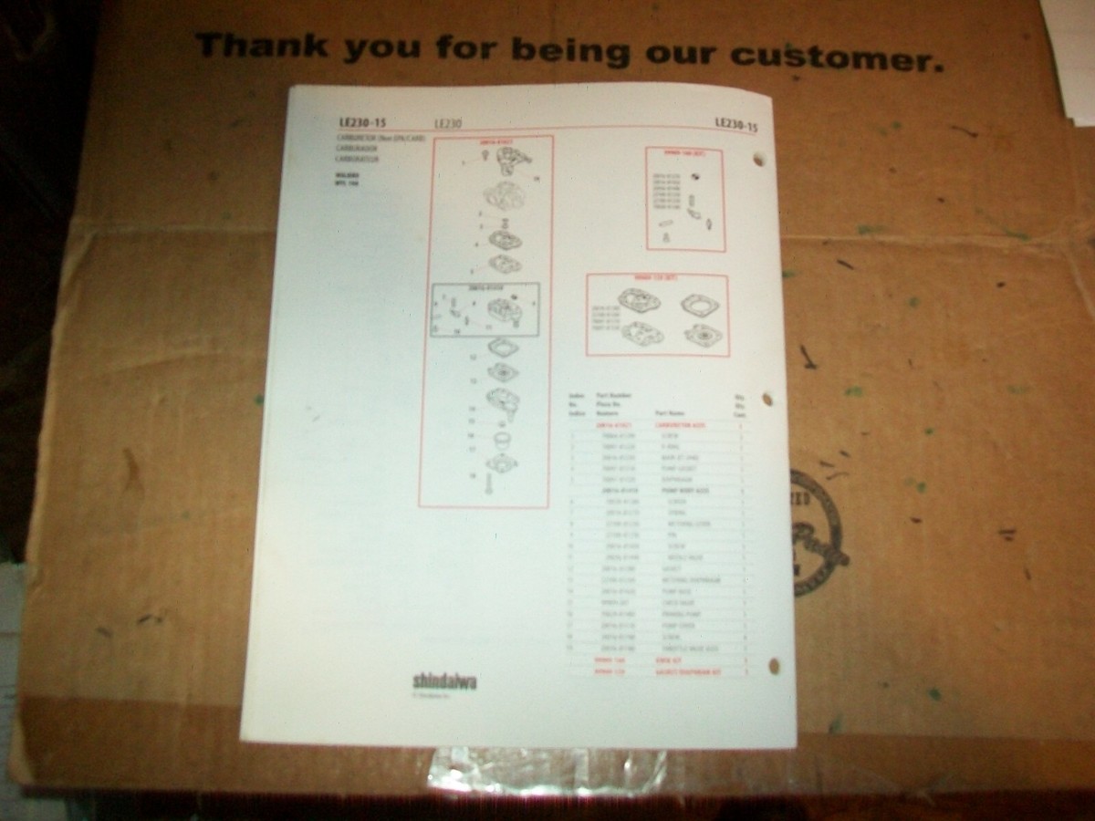 たぁ　ページ Shindaiwa LE230 Illustrated Parts Diagram | Lawnmower Pros