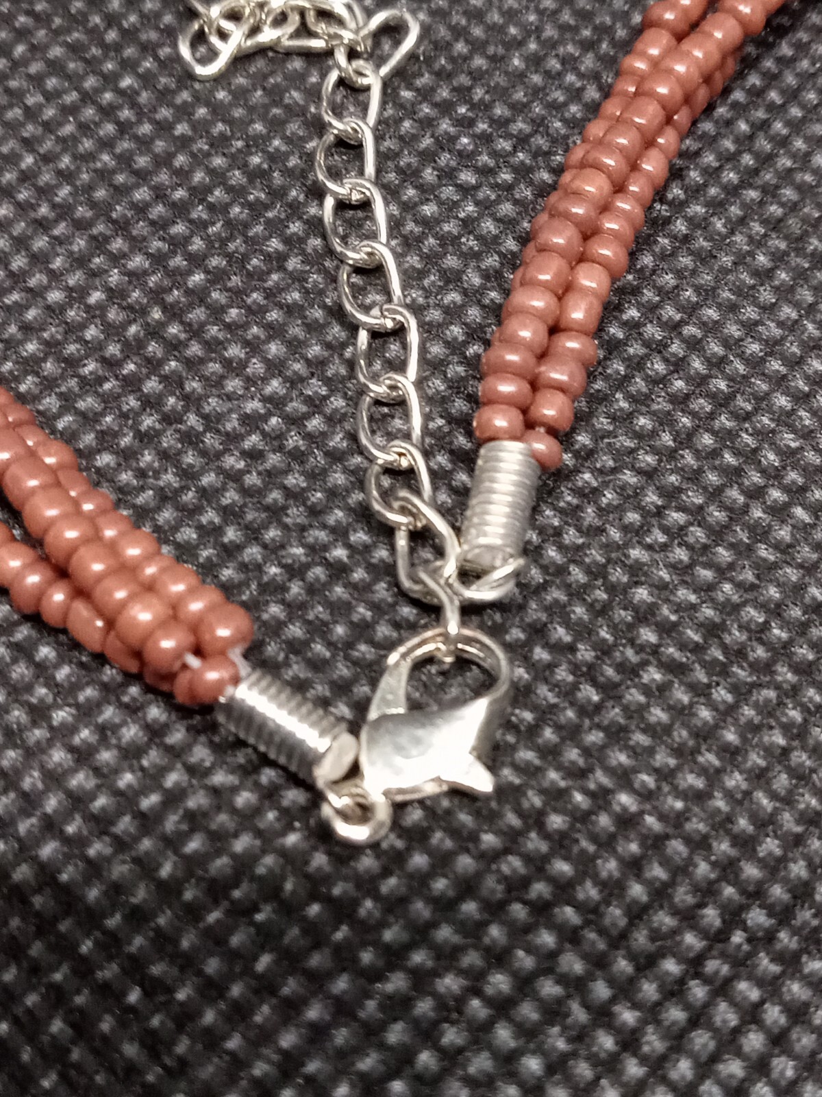 Brown Beaded Statement Necklace With Shell Pendent - image 3