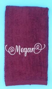 Terry Embroidered & Personalized Cotton Hand Towel New Burgundy Gold Cotton