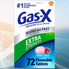 Gas X Extra Strength Cherry Chewable Tablets 72 Count Simethicone 125 Mg