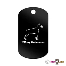 I Love My Doberman Engraved Keychain GI Tag dog pincscher dobie Many Colors