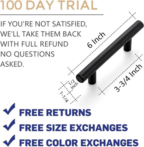 15 Pack 6 inch Cabinet Pulls Matte Black Stainless Steel Kitchen Cupboard Han... - Picture 4 of 10