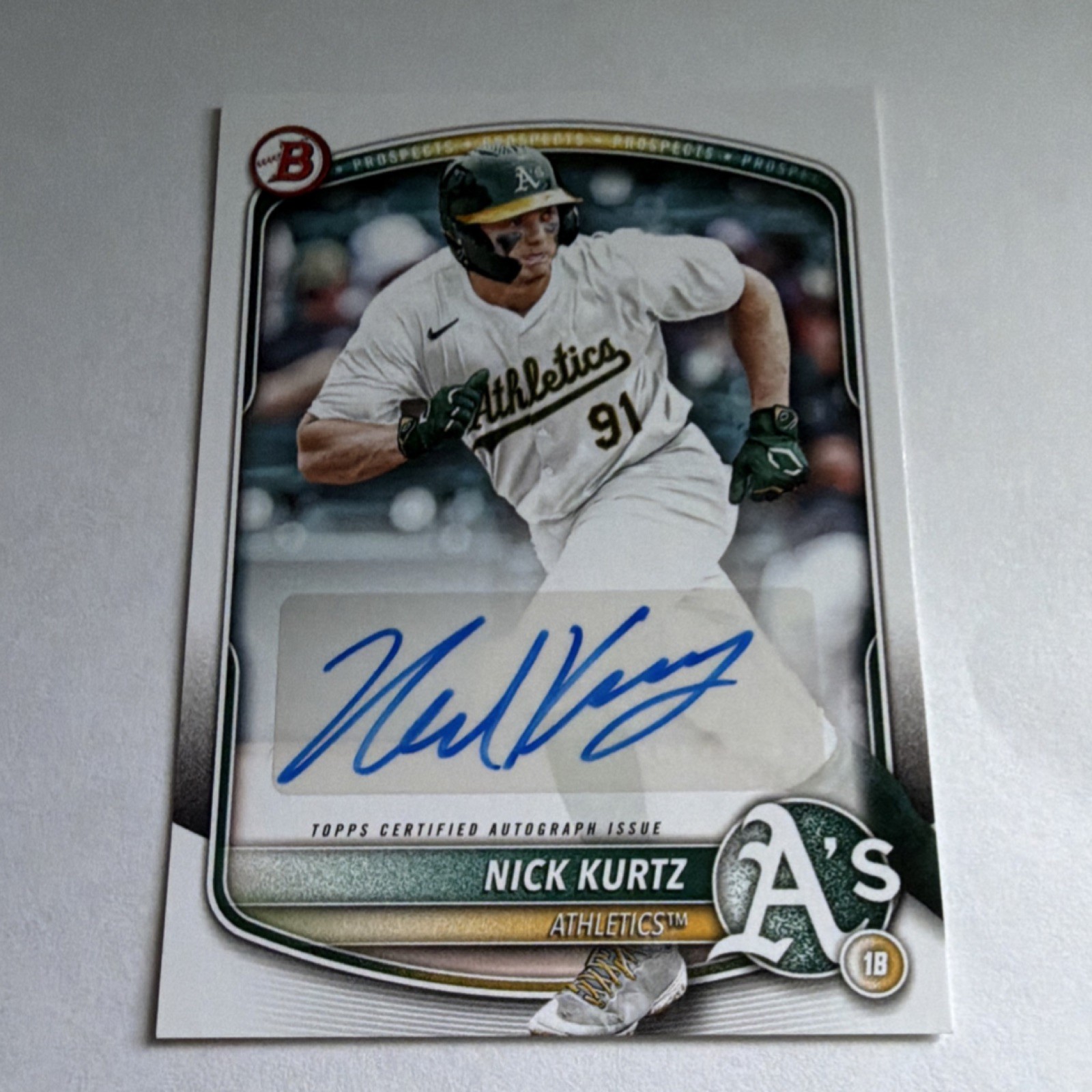 2025 Bowman Paper Prospect Nick Kurtz Autograph Rookie Athletics #BPA-NK