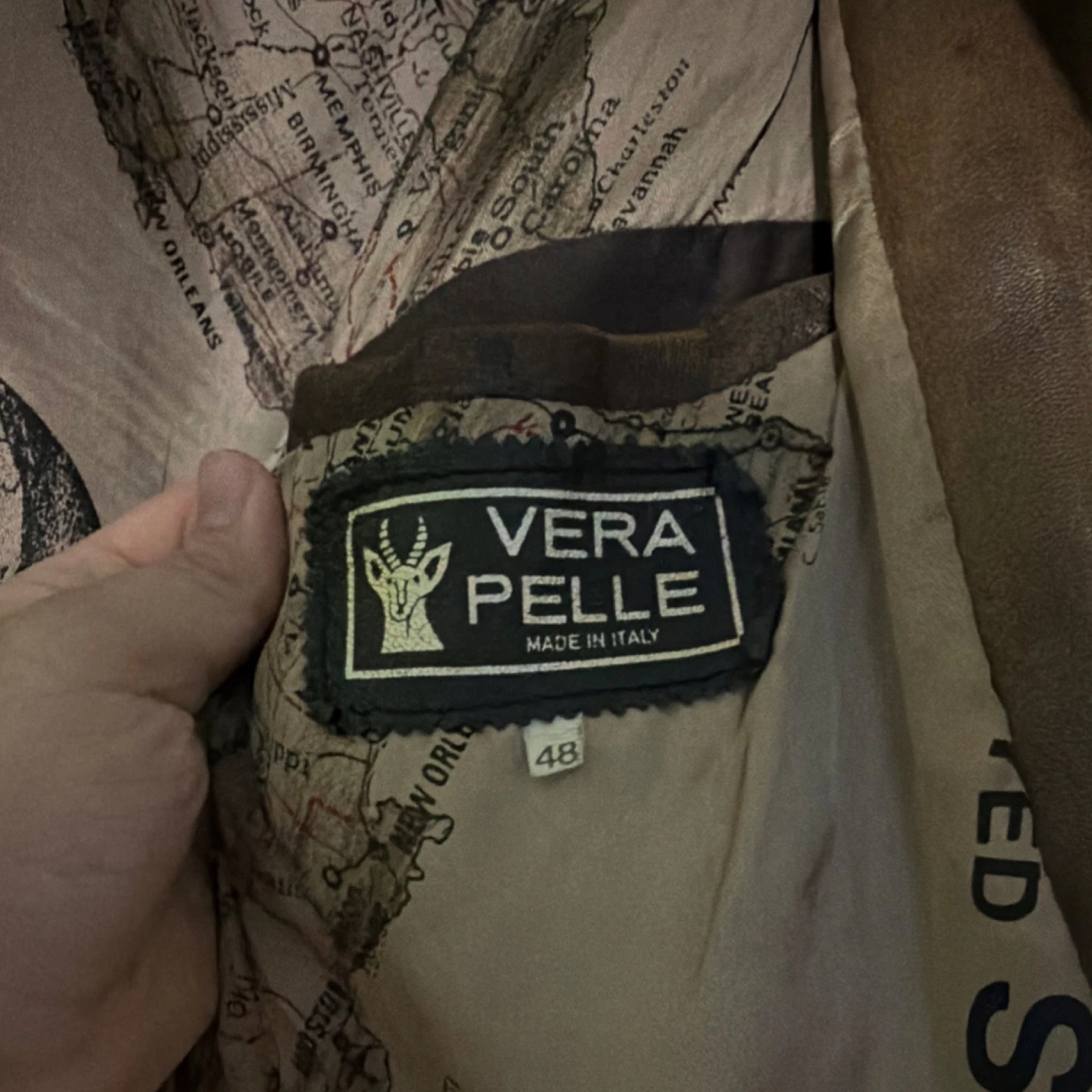 Vera Pelle “Top Gun” Brown Bomber Jacket Size 48 (As-Is/See Pics) image 6