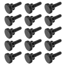 15pcs M4 x 8mm Black Steel Flat Head Shoulder Knurled Thumb Screws