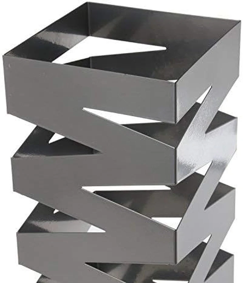 Portaombrelli Zigzag Argento Metallo 15,5 X 15,5 X 49 Cm Con Gancio per Ombrelli - Immagine 3 di 4