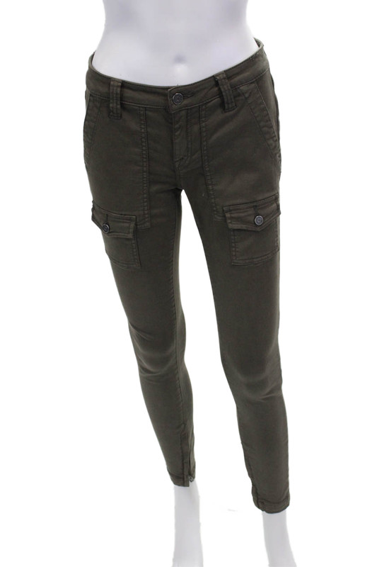 Joie Jeans Womens Cotton Skinny Leg Cargo Pocketed Jeans Green Size 26