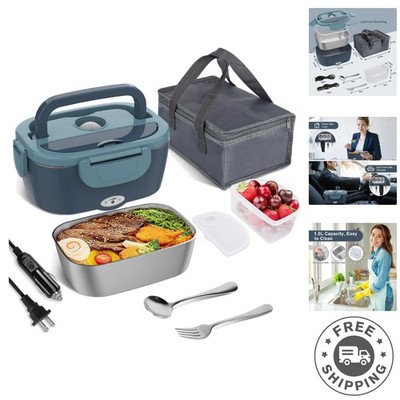 Dual Voltage Electric Lunch Box - 80W Self-Heating Meal Container for On-the-Go